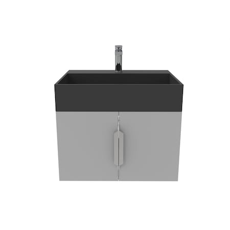 Castello Usa Amazon 24-inch Gray Vanity Set with Black Top and Brushed Nickel Handles CB-MC-24G-BN-2056-BL